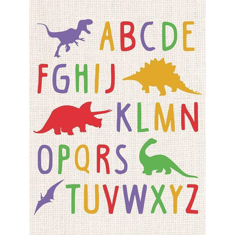 Dino Alphabet White Modern Wood Framed Art Print by Gibbons, Lauren