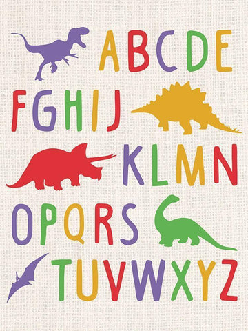 Dino Alphabet Black Ornate Wood Framed Art Print with Double Matting by Gibbons, Lauren