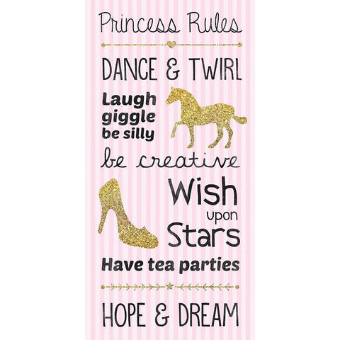 Princess Rules Black Modern Wood Framed Art Print with Double Matting by Gibbons, Lauren