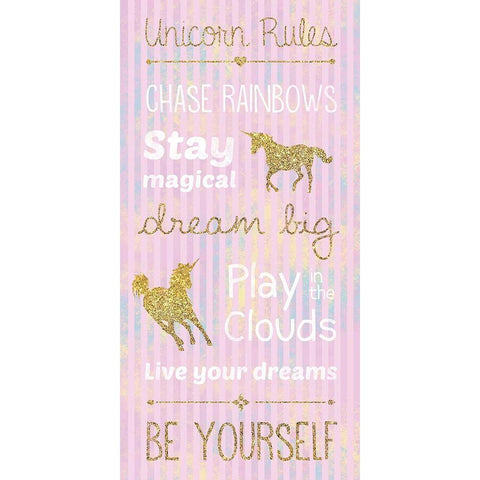 Unicorn Rules Pink White Modern Wood Framed Art Print by Gibbons, Lauren