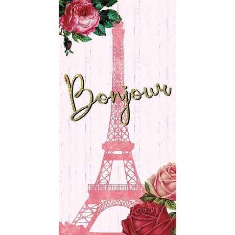 Bonjour Paris 1 White Modern Wood Framed Art Print by Gibbons, Lauren