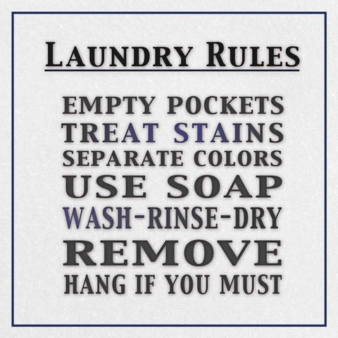 Laundry Rules Square White Modern Wood Framed Art Print by Gibbons, Lauren