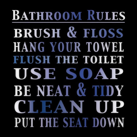 Bath Rules 2b Black Modern Wood Framed Art Print with Double Matting by Gibbons, Lauren