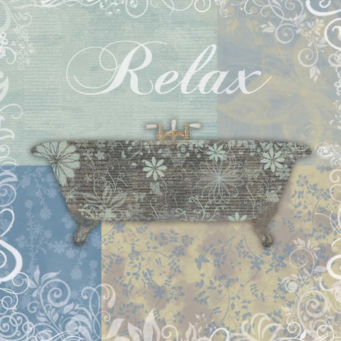 Relax Bath Tub Black Ornate Wood Framed Art Print with Double Matting by Gibbons, Lauren