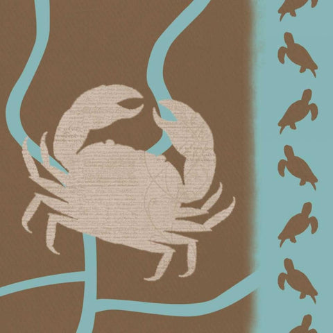 Crab Pattern White Modern Wood Framed Art Print with Double Matting by Gibbons, Lauren