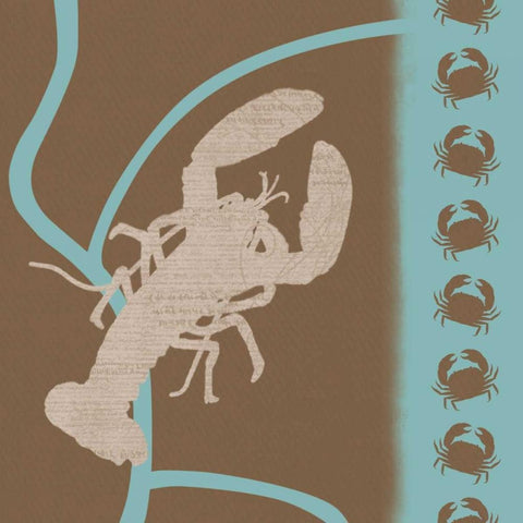 Lobster Pattern White Modern Wood Framed Art Print by Gibbons, Lauren
