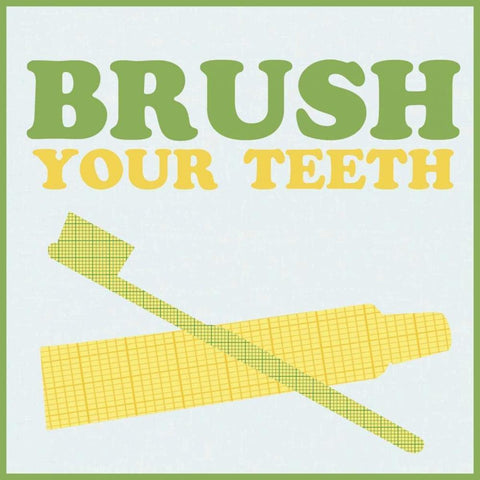 Brush Your Teeth White Modern Wood Framed Art Print by Gibbons, Lauren