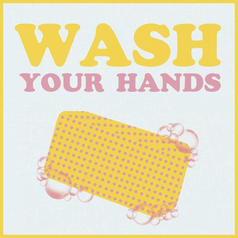 Wash Your Hands White Modern Wood Framed Art Print with Double Matting by Gibbons, Lauren