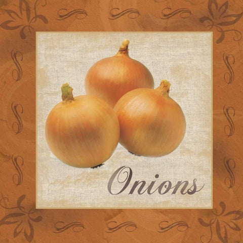 Onions Black Ornate Wood Framed Art Print with Double Matting by Gibbons, Lauren