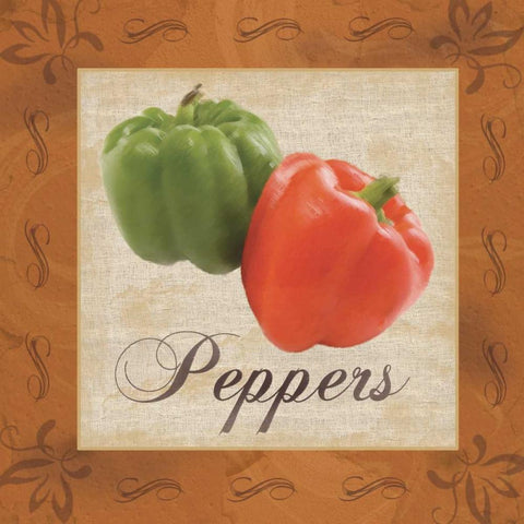 Peppers Black Ornate Wood Framed Art Print with Double Matting by Gibbons, Lauren