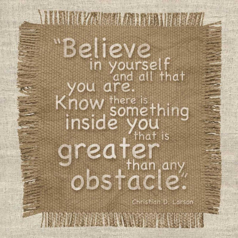 Burlap Believe Black Modern Wood Framed Art Print with Double Matting by Gibbons, Lauren