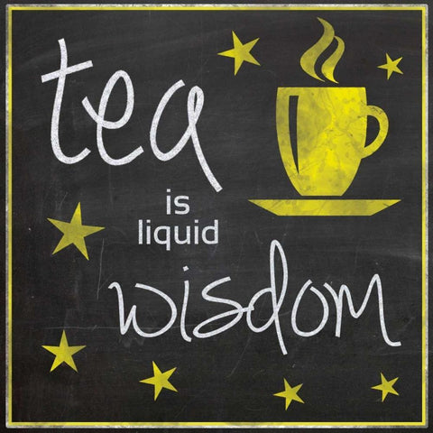 Yellow Tea Wisdom Black Ornate Wood Framed Art Print with Double Matting by Gibbons, Lauren