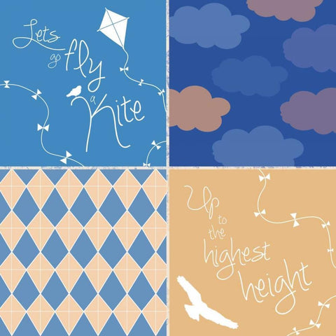 Kite Combo White Modern Wood Framed Art Print with Double Matting by Gibbons, Lauren