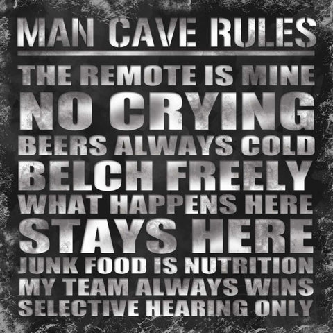 Man Cave Rules Black Ornate Wood Framed Art Print with Double Matting by Gibbons, Lauren