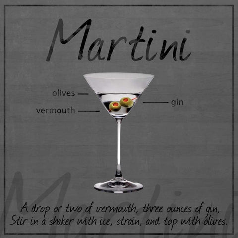 Martini Gray Black Modern Wood Framed Art Print with Double Matting by Gibbons, Lauren