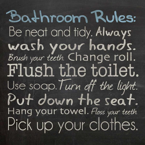 Bathroom Rules Gold Ornate Wood Framed Art Print with Double Matting by Gibbons, Lauren