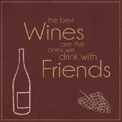 Wine with Friends White Modern Wood Framed Art Print by Gibbons, Lauren