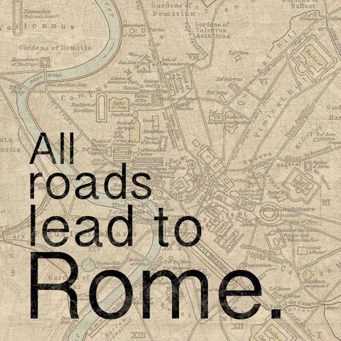 Map Rome White Modern Wood Framed Art Print with Double Matting by Gibbons, Lauren