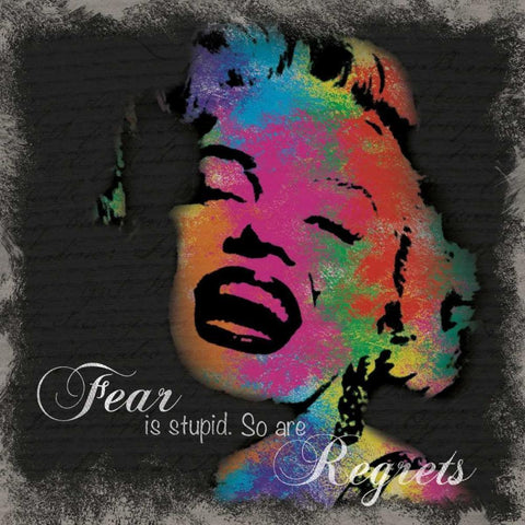 Marilyn Rainbow Regrets Black Modern Wood Framed Art Print with Double Matting by Gibbons, Lauren