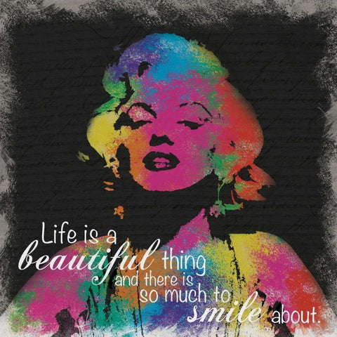 Marilyn Rainbow Smile White Modern Wood Framed Art Print with Double Matting by Gibbons, Lauren