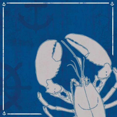 Blue Sea Lobster White Modern Wood Framed Art Print by Gibbons, Lauren