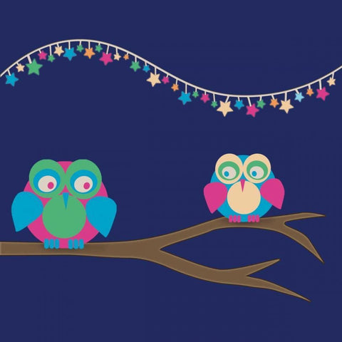 Owls of Color 2 White Modern Wood Framed Art Print with Double Matting by Gibbons, Lauren