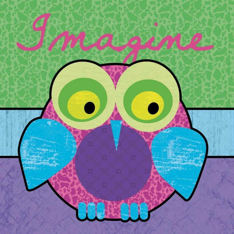 Highlighter Imagine Owl White Modern Wood Framed Art Print with Double Matting by Gibbons, Lauren