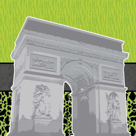 Eiffel Tween Green 2 Black Modern Wood Framed Art Print with Double Matting by Gibbons, Lauren