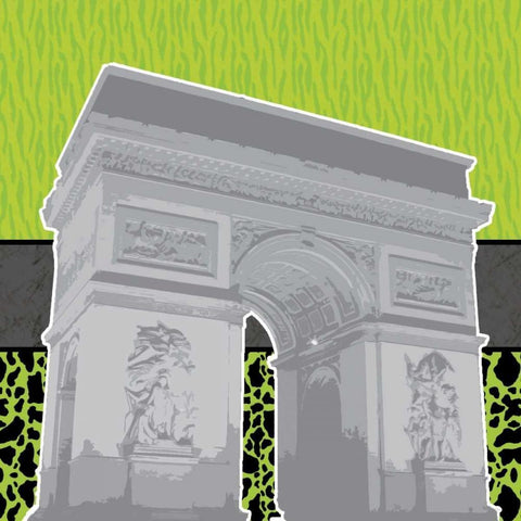 Eiffel Tween Green 2 Black Ornate Wood Framed Art Print with Double Matting by Gibbons, Lauren