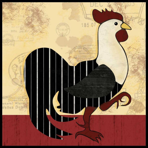 A Horizontal Rooster Black Modern Wood Framed Art Print with Double Matting by Gibbons, Lauren