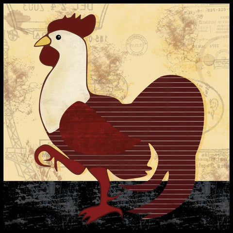 A Vertical Rooster Black Modern Wood Framed Art Print with Double Matting by Gibbons, Lauren