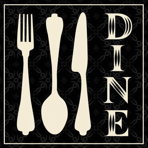 Dine Utensils Gold Ornate Wood Framed Art Print with Double Matting by Gibbons, Lauren