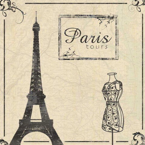 Paris 2b Black Modern Wood Framed Art Print with Double Matting by Gibbons, Lauren