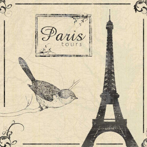 Paris b Black Modern Wood Framed Art Print with Double Matting by Gibbons, Lauren