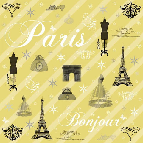 Paris 2b Yellow White Modern Wood Framed Art Print with Double Matting by Gibbons, Lauren