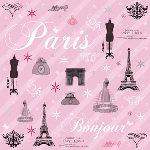 Paris Collage White Modern Wood Framed Art Print by Gibbons, Lauren