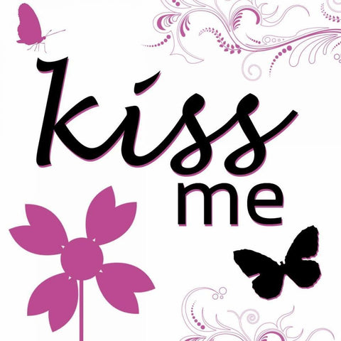 Kiss Me Black Modern Wood Framed Art Print by Gibbons, Lauren