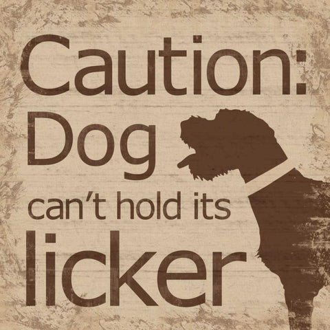 Caution Dog B Gold Ornate Wood Framed Art Print with Double Matting by Gibbons, Lauren