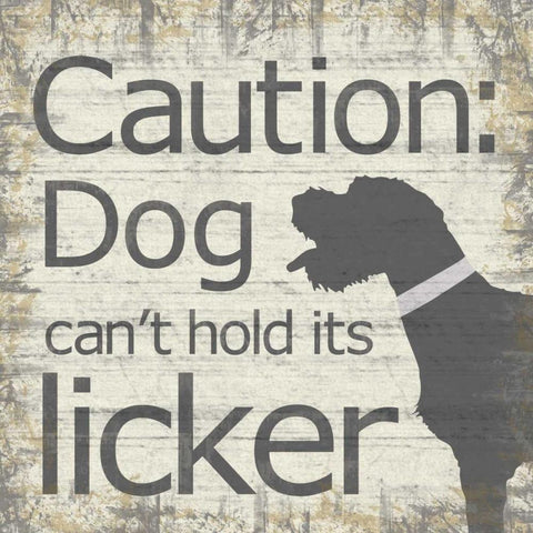 Caution Dog Black Modern Wood Framed Art Print with Double Matting by Gibbons, Lauren