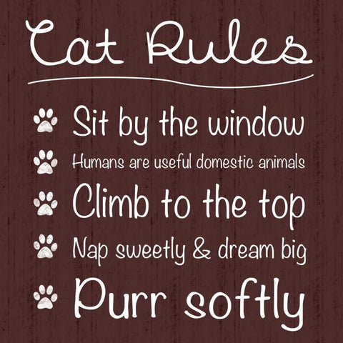 Cat Rules Black Ornate Wood Framed Art Print with Double Matting by Gibbons, Lauren