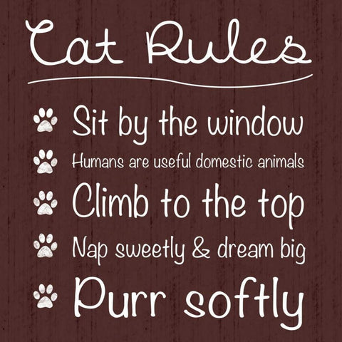 Cat Rules Gold Ornate Wood Framed Art Print with Double Matting by Gibbons, Lauren