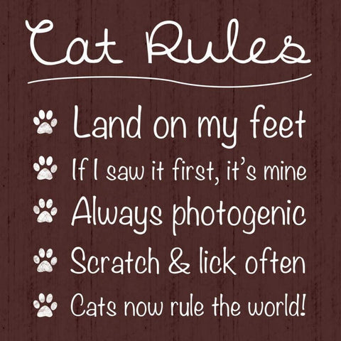 Cat Rules Gold Ornate Wood Framed Art Print with Double Matting by Gibbons, Lauren