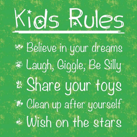 Kids Rules Black Modern Wood Framed Art Print with Double Matting by Gibbons, Lauren