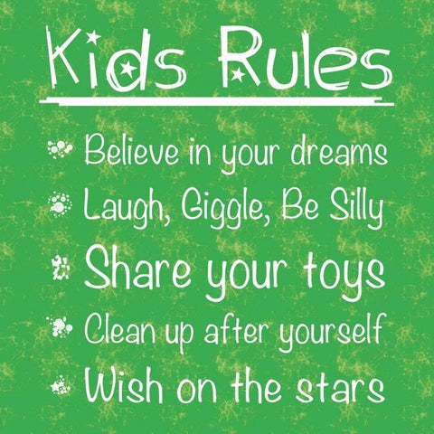 Kids Rules Black Ornate Wood Framed Art Print with Double Matting by Gibbons, Lauren
