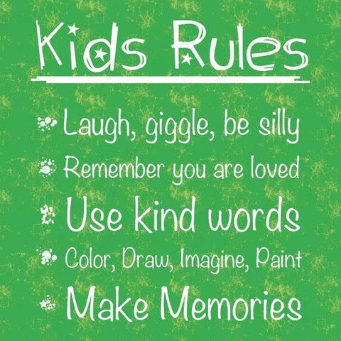 Kids Rules White Modern Wood Framed Art Print with Double Matting by Gibbons, Lauren