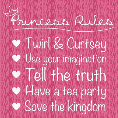 Princess Rules White Modern Wood Framed Art Print with Double Matting by Gibbons, Lauren