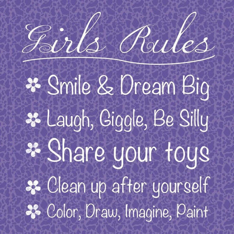 Girls Rules White Modern Wood Framed Art Print with Double Matting by Gibbons, Lauren