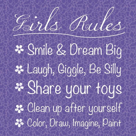 Girls Rules White Modern Wood Framed Art Print by Gibbons, Lauren