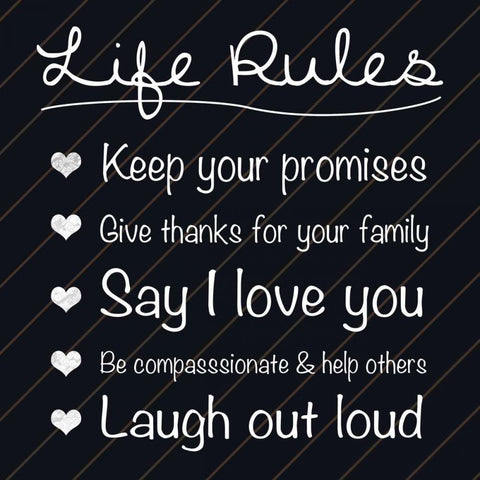 Life Rules White Modern Wood Framed Art Print with Double Matting by Gibbons, Lauren