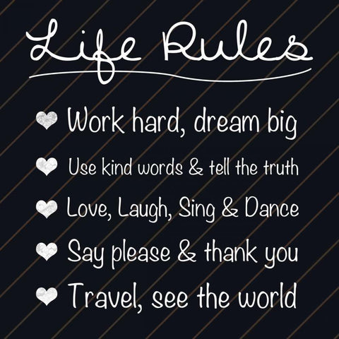 Life Rules Black Modern Wood Framed Art Print with Double Matting by Gibbons, Lauren